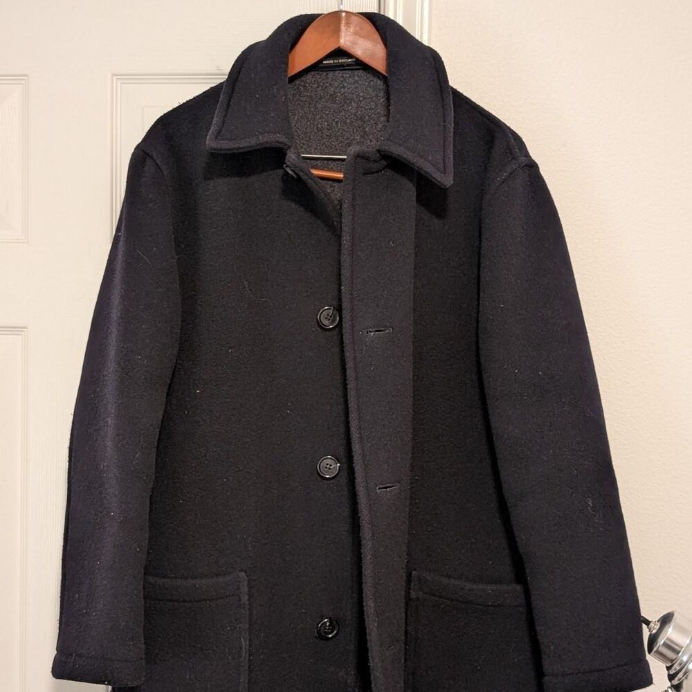 Brooks Brothers Men's Black Wool Blend Overcoat -- Men's L